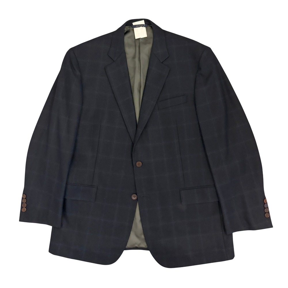 Brooks Brothers‎ Madison Blazer E Thomas Wool Cashmere Navy Windowpane Mens 44R